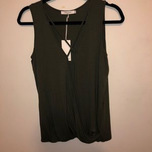 Green Criss Cross/Draped Front Tank Top